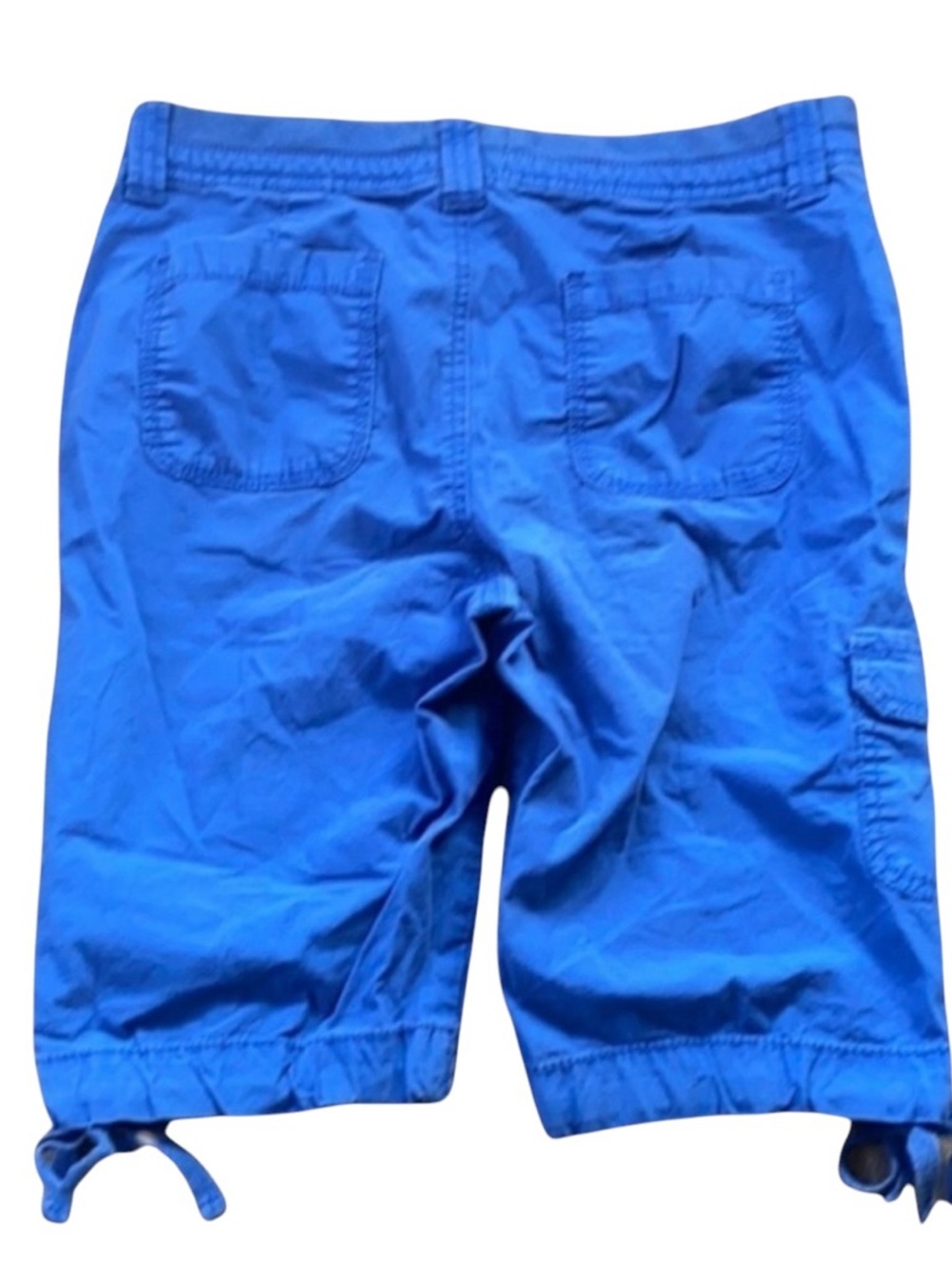 Saint Johns Bay Cargo Shorts Electric Blue Cotton Elastic Waist - Picture 2 of 7